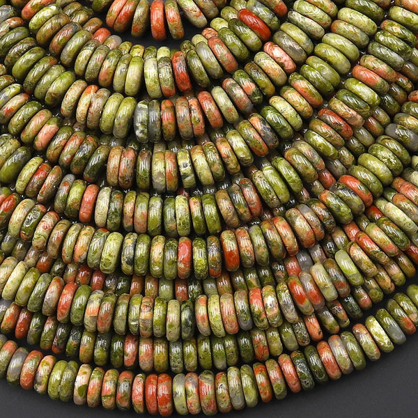 Natural Unakite Thin Rondelle 6mm Gemstone Beads 15.5" Strand