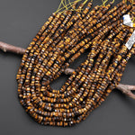AAA Faceted Natural Tiger's Eye Beads 6mm hexagon Heishi Rondelle 15.5" Strand