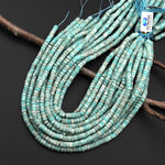 AAA Faceted Natural Peruvian Amazonite Beads 6mm hexagon Heishi Rondelle 15.5" Strand