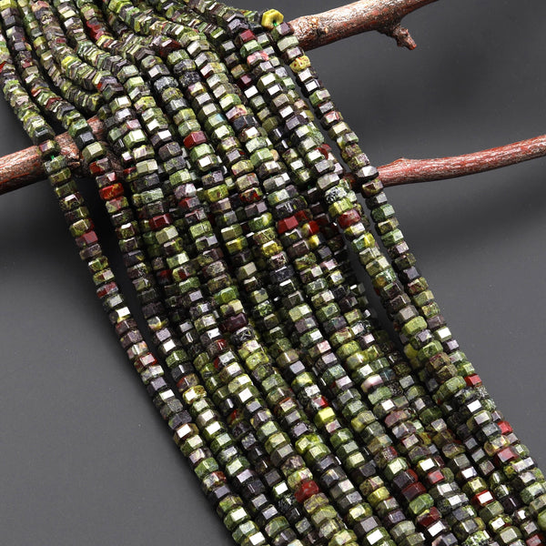 AAA Faceted Natural Dragon Blood Jasper Beads 6mm hexagon Heishi Rondelle 15.5" Strand
