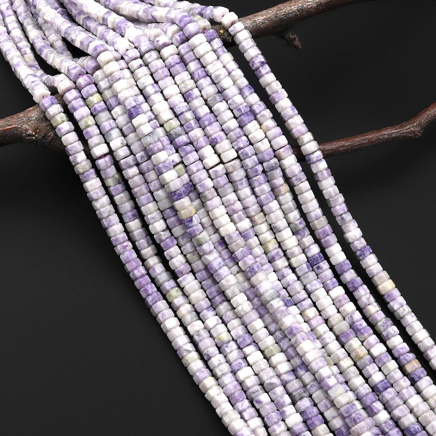AAA Faceted Natural Purple Tiffany Jasper Beads 6mm hexagon Heishi Rondelle 15.5" Strand