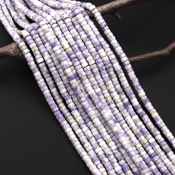 AAA Faceted Natural Purple Tiffany Jasper Beads 6mm hexagon Heishi Rondelle 15.5" Strand