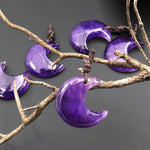 Natural Purple Amethyst Crescent Moon Gemstone Pendant