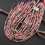 AAA Faceted Natural Pink Rhodonite Beads 6mm hexagon Heishi Rondelle 15.5" Strand