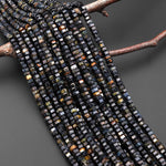 AAA Faceted Natural Blue Tiger's Eye Beads 6mm hexagon Heishi Rondelle 15.5" Strand