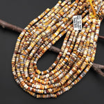 AAA Faceted Natural Yellow Lace Agate Beads 6mm hexagon Heishi Rondelle 15.5" Strand