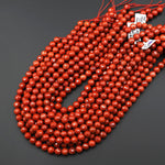 AAA Faceted Natural Red Jasper 8mm Round Beads 15.5" Strand