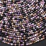 Faceted Real Natural Russian Purple Charoite Black Aegirine Matrix 3mm Round Beads Gemstone 15.5" Strand