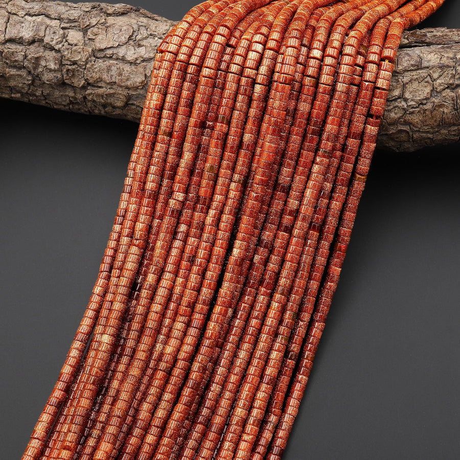 Goldstone 4mm Smooth Heishi Rondelle Beads 15.5" Strand