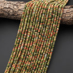 Natural Unakite 4mm Smooth Rondelle Gemstone Beads 15.5" Strand
