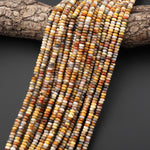 Natural Yellow Crazy Lace Agate 4mm Smooth Rondelle Gemstone Beads 15.5" Strand