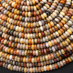 Natural Yellow Crazy Lace Agate 4mm Smooth Rondelle Gemstone Beads 15.5" Strand