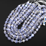 AAA Faceted Natural Blue Lace Agate Hexagon Short Cylinder Tube Beads 15.5" Strand