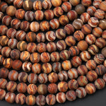 Tibetan Agate 6mm Round Beads Dzi Agate Brown Etched Wavy Line Matte Mala Antique Boho Style 15.5" Strand