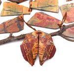 Handcut Natural Red Creek Jasper Large Flat Irregular Freeform Earring Cab Pair Drilled Matched Gemstone Bead Pair