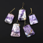 Rare Natural Oregon Purple Plume Agate Trapezoid Side Drilled Pendant