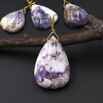 Rare Natural Oregon Purple Plume Agate Teardrop Side Drilled Pendant
