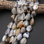 AAA Natural Montana Agate Freeform Oval Focal Beads Highly Polished Amazing Scenic Pattern Dendritic Matrix 15.5" Strand