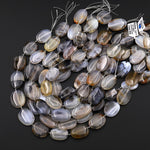 AAA Natural Montana Agate Smooth Oval Focal Beads Highly Polished Amazing Scenic Pattern Dendritic Matrix 15.5" Strand