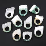 Hand Carved Natural Fluorite Druzy Ring