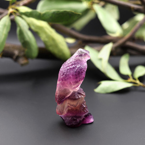 Hand-Carved Natural Candy Fluorite Eagle Figurine Crystal Miniature 2" A7