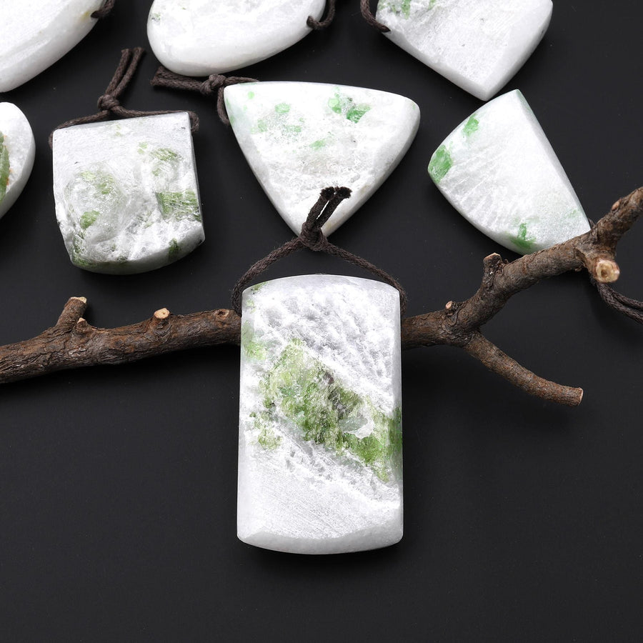 Natural Green Chrome Diopside Druzy Pendant Side Drilled Gemstone