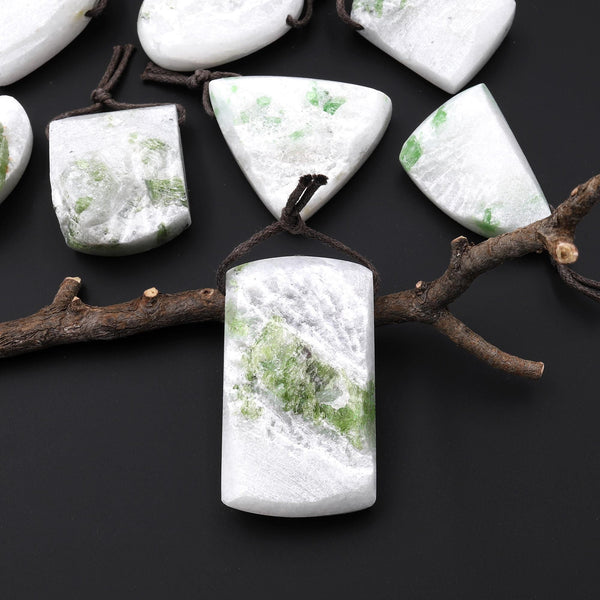 Natural Green Chrome Diopside Druzy Pendant Side Drilled Gemstone A1