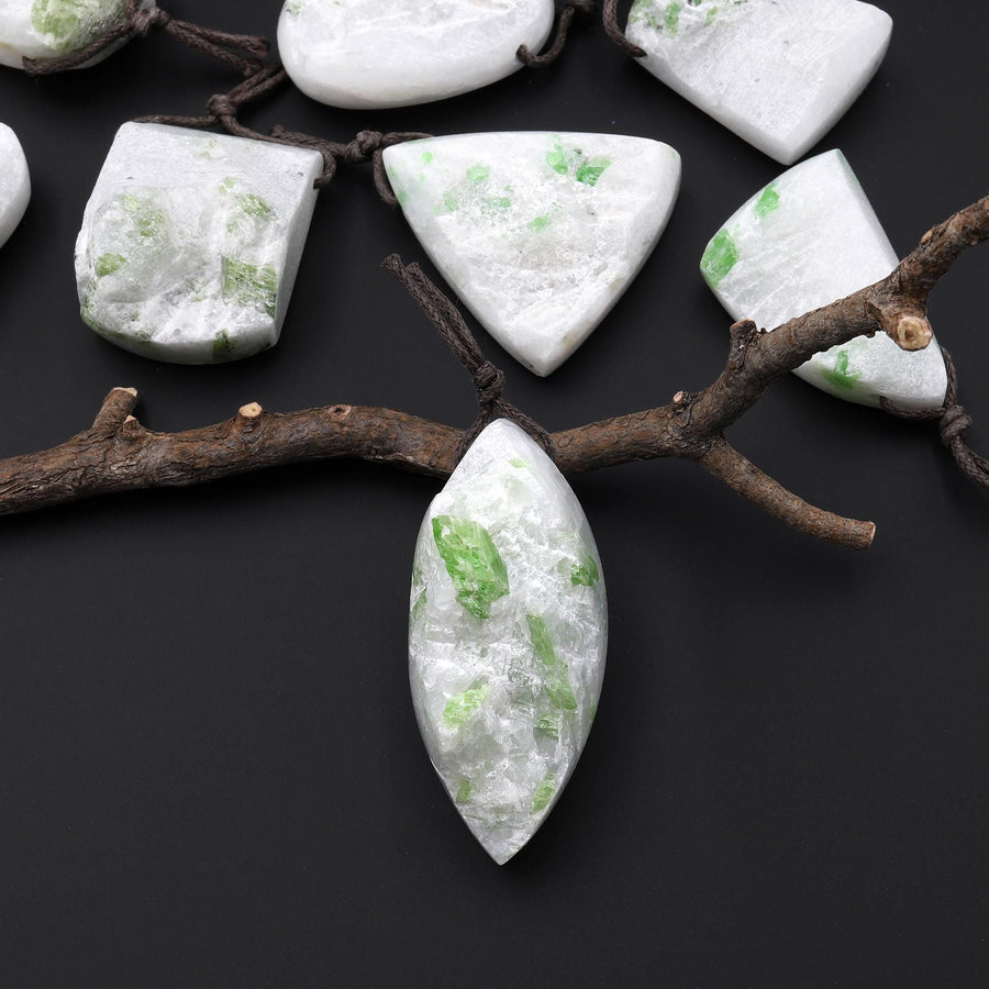 Natural Green Chrome Diopside Druzy Pendant Side Drilled Gemstone