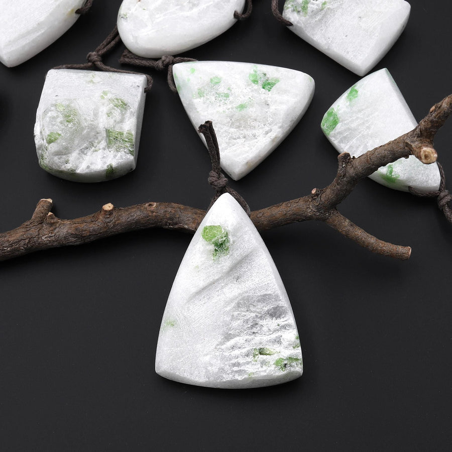 Natural Green Chrome Diopside Druzy Pendant Side Drilled Gemstone