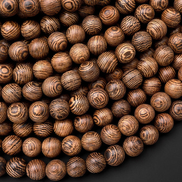 Natural African Wenge Wood Beads 4mm 6mm 8mm 10mm 12mm Great For