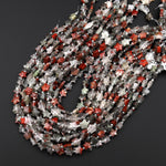 Sparkling Faceted Natural African Bloodstone Beads 10mm Carved Star Gemstone 15.5" Strand