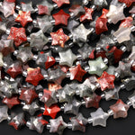 Sparkling Faceted Natural African Bloodstone Beads 10mm Carved Star Gemstone 15.5" Strand