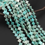 4 Four Leaf Clover Beads Natural Amazonite 10mm Hand Carved Flower Gemstone 15.5" Strand