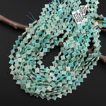 4 Four Leaf Clover Beads Natural Amazonite 10mm Hand Carved Flower Gemstone 15.5" Strand