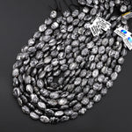 AAA Natural Gray Map Stone Jasper 10x14mm Smooth Oval Beads 15.5" Strand
