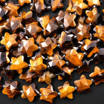 Sparkling Faceted Natural Tiger's Eye Beads 10mm 14mm Carved Star Gemstone 15" Strand