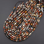 AAA Faceted Natural Polychrome Landscape Ocean Jasper 7mm 8mm Cube Beads 15.5" Strand