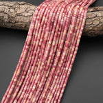 Natural Red Pink Petrified Rhodonite 3mm Heishi Rondelle Beads 15.5" Strand