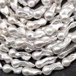AAA High Luster Genuine White Freshwater Baroque Flame Ball Ming Pearl 16.5" Strand