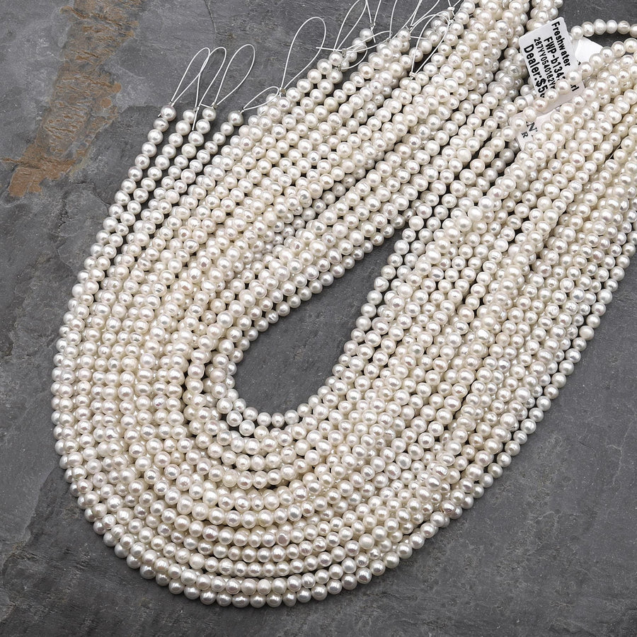 Classic Genuine Natural White Freshwater 4mm Round 15" Strand