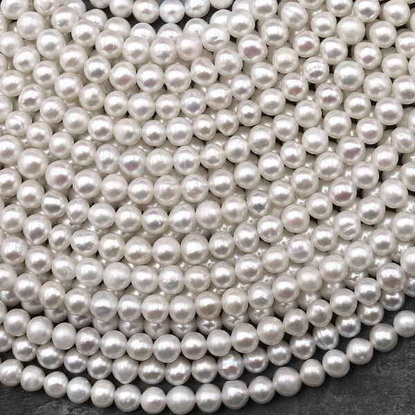 Classic Genuine Natural White Freshwater 4mm Round 15" Strand