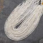 Genuine White Freshwater Pearl 4mm Center Drilled Rondelle Beads Shimmery Iridescent Classic Pearl 15.5" Strand