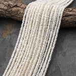 Genuine White Freshwater Pearl 4mm Center Drilled Rondelle Beads Shimmery Iridescent Classic Pearl 15.5" Strand