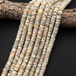 Natural Brown Green Mother of Pearl 9mm 10mm Thin Heishi Rondelle Beads 15.5" Strand