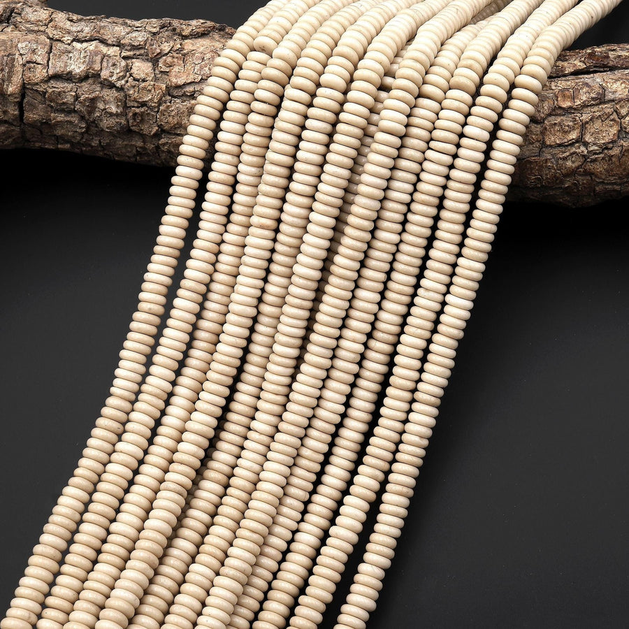 Natural Fossil Jasper Aka River Stone 6mm Smooth Thin Rondelle Beads 15.5" Strand