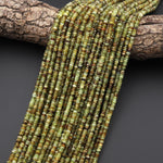 AAA Faceted Natural Green Garnet Thin Rondelle 3mm 4mm Gemstone Beads 15.5" Strand