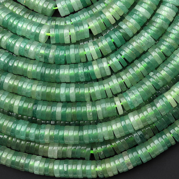 AAA Natural Green Aventurine 6mm Smooth Heishi Rondelle Beads 15.5" Strand