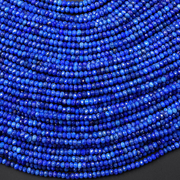 AAA Faceted Natural Blue Denim Lapis Thin Rondelle Beads 2mm 15.5" Strand