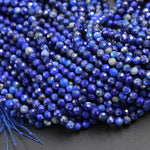 Natural Blue Lapis Lazuli Round Beads 2mm 3mm 4mm 5mm Faceted Round Beads Diamond Cut Gemstone 15.5" Strand