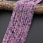 Faceted Genuine Natural Russian Purple Charoite 3mm 4mm Round Beads Gemstone 15.5" Strand